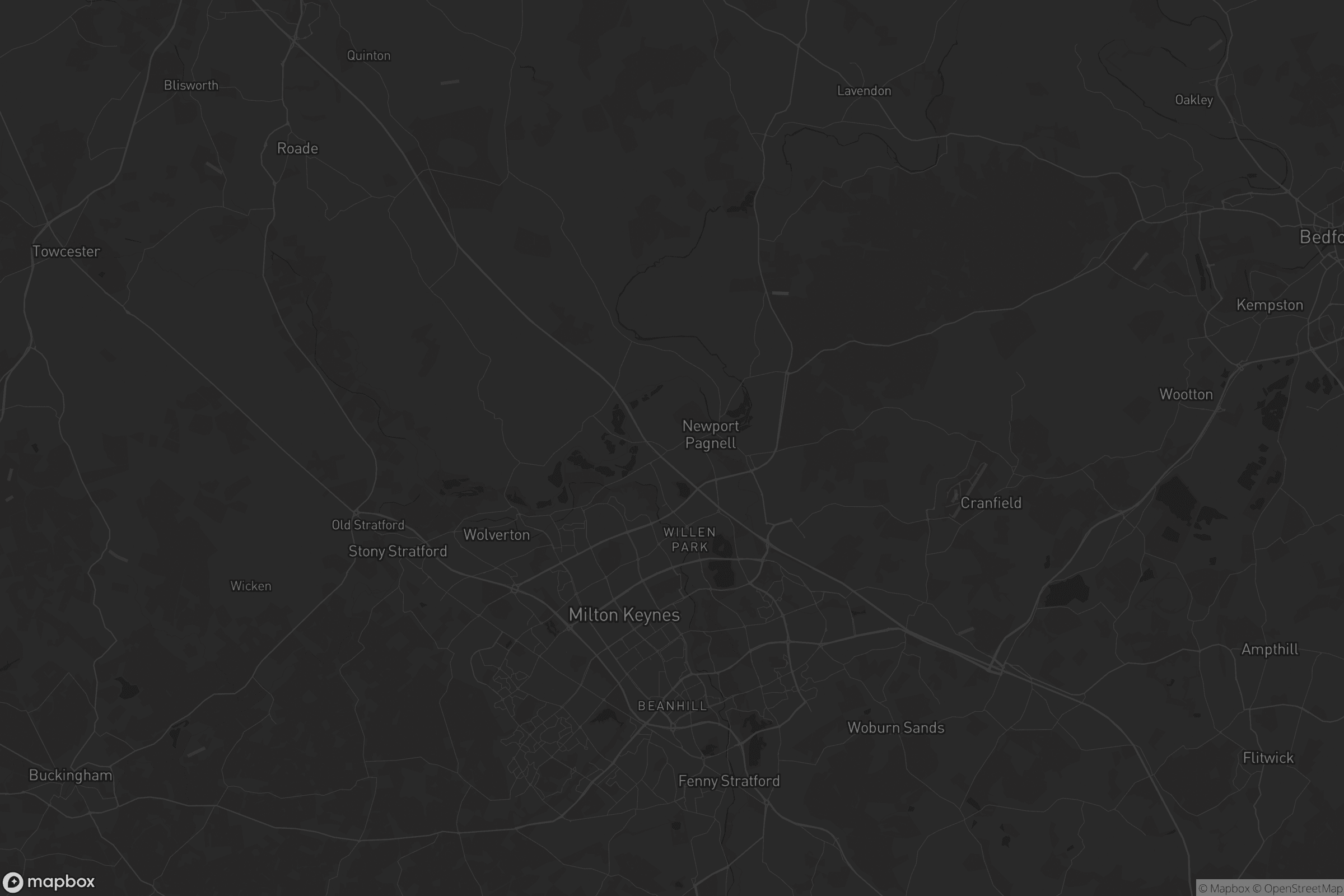 Map of city of milton keynes