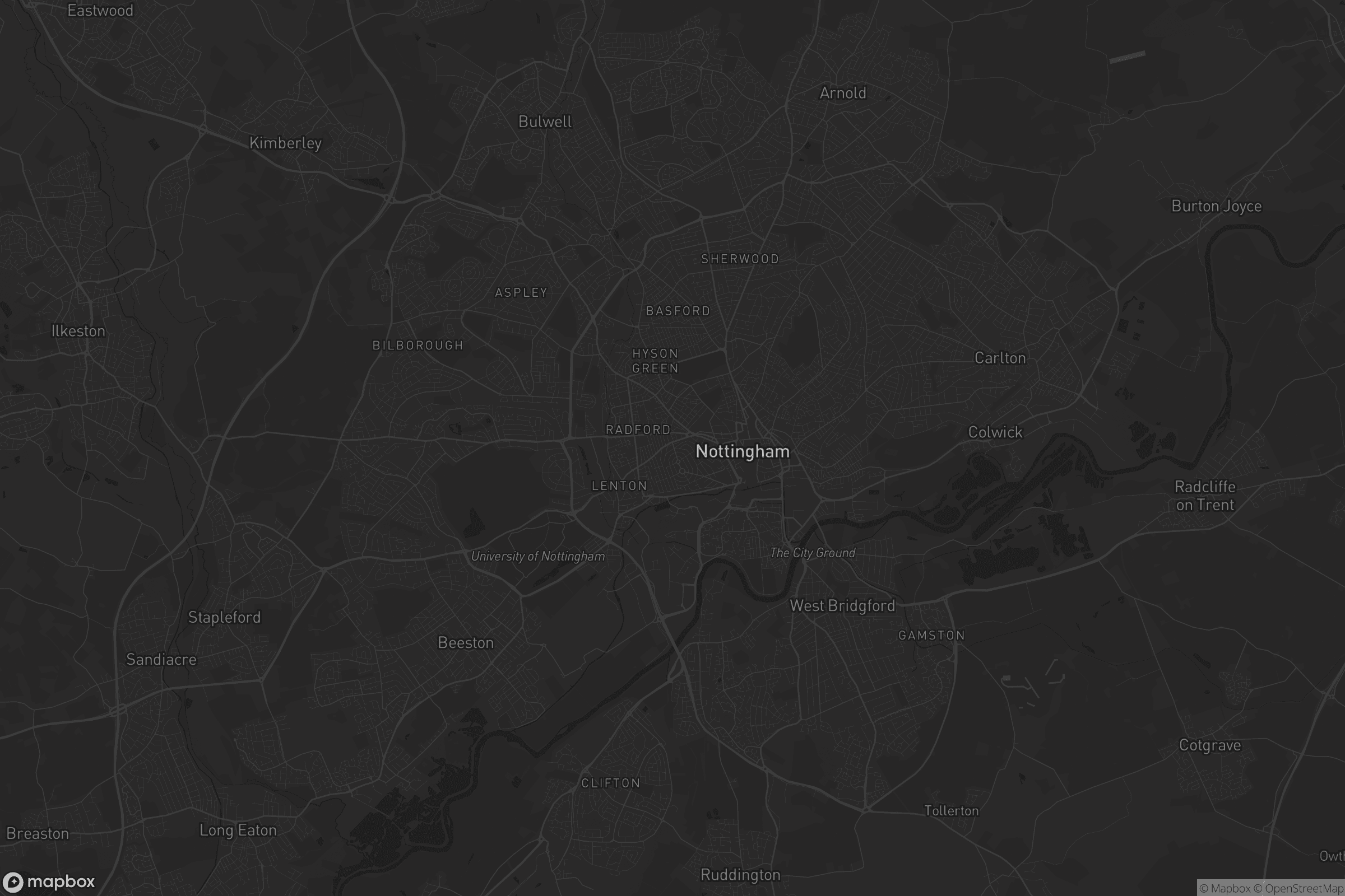Map of city of nottingham