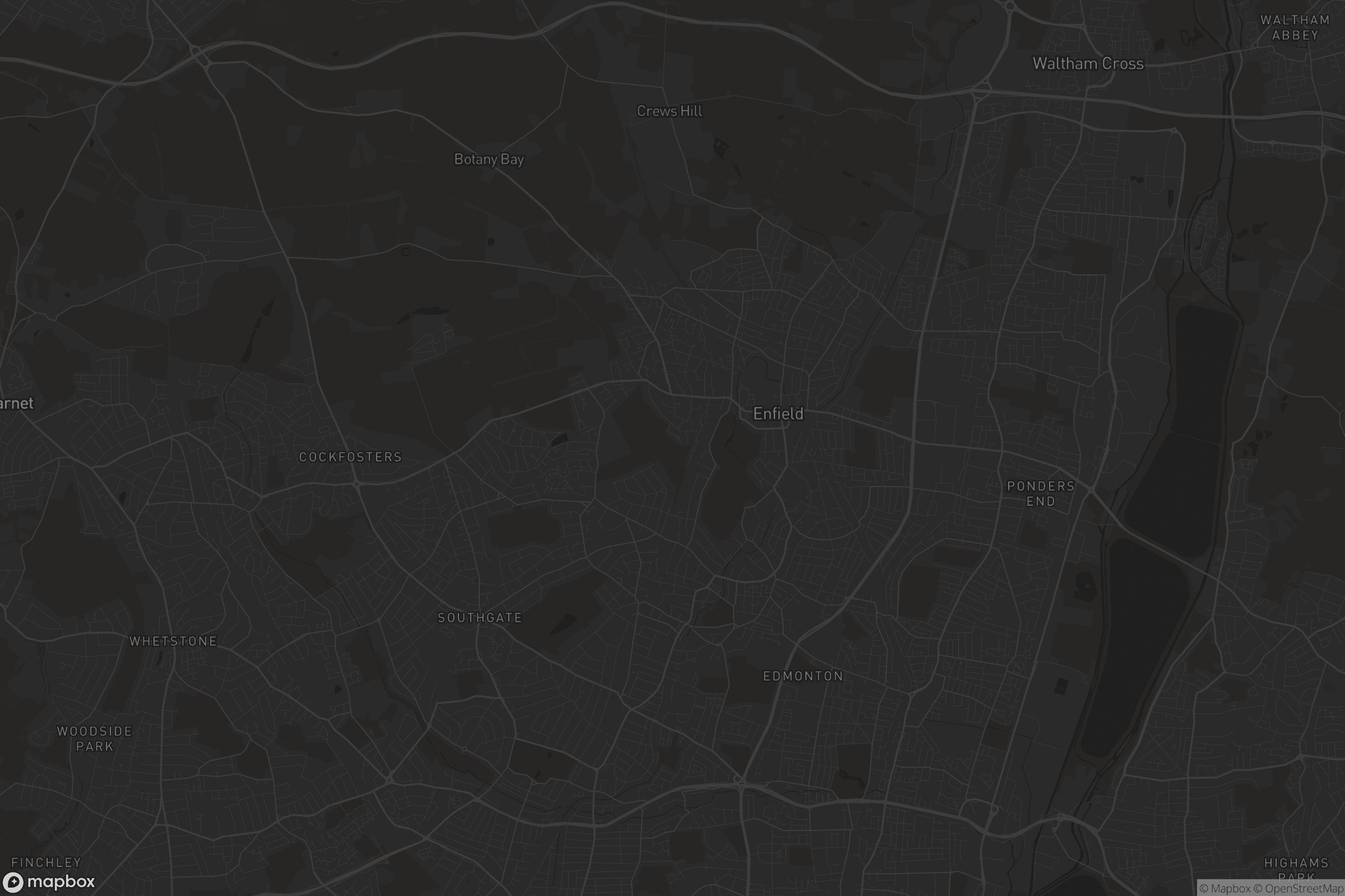 Map of london borough of enfield