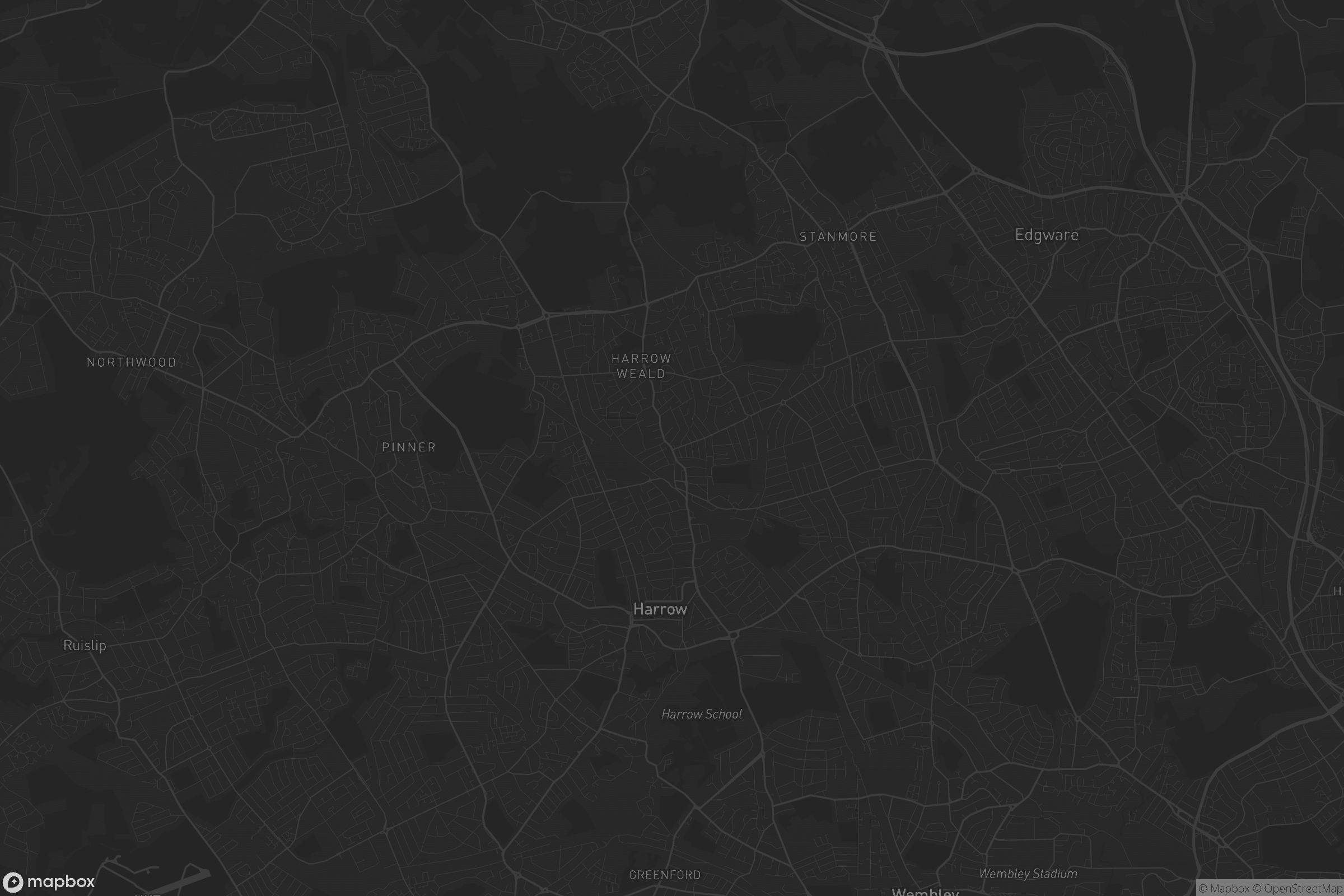 Map of london borough of harrow