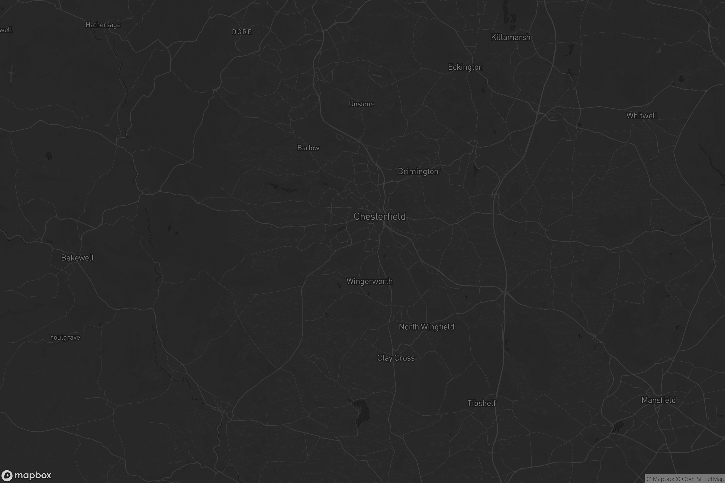 Map of north east derbyshire
