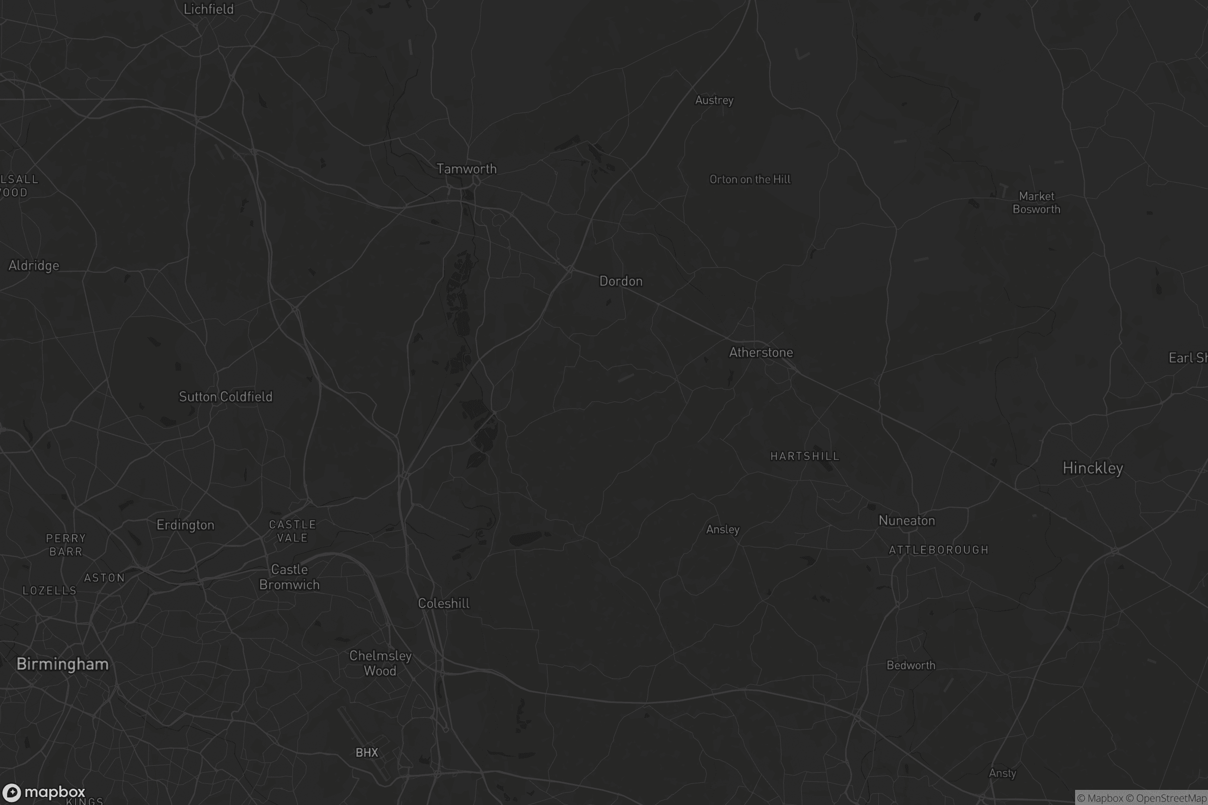 Map of north warwickshire