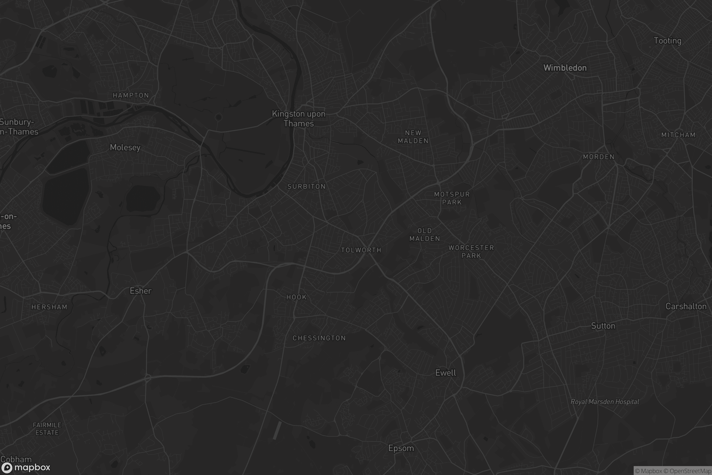 Map of royal borough of kingston upon thames