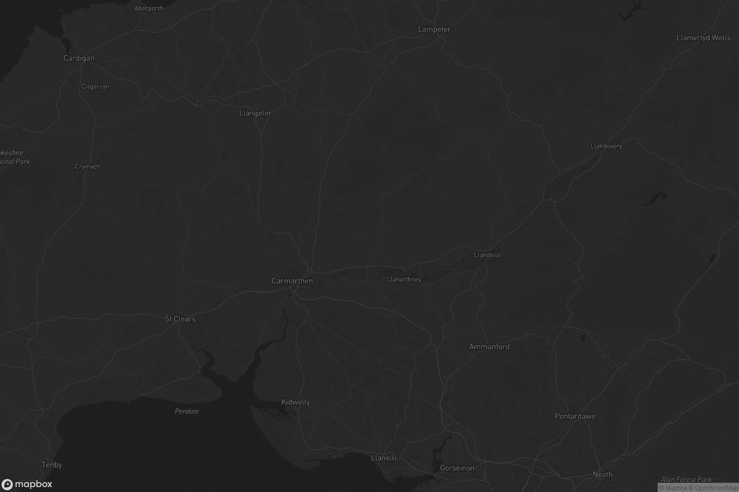 Map of sir gaerfyrddin - carmarthenshire