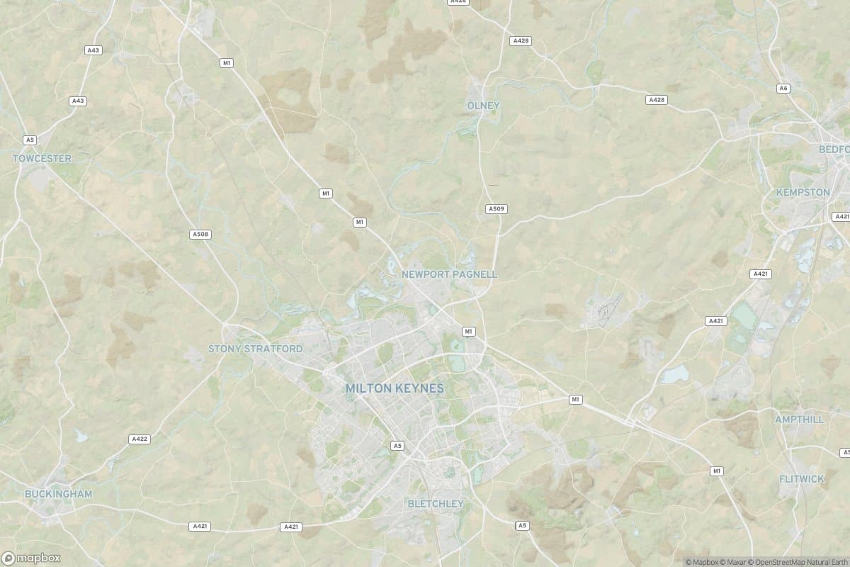 Map of city of milton keynes